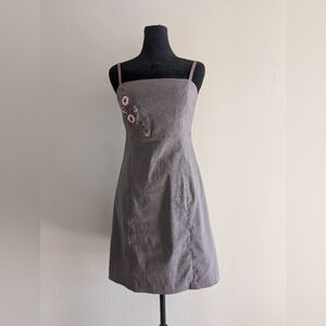 FEME Elegant Purple Floral Embroidered Mini Dress - Size Small Pre Loved